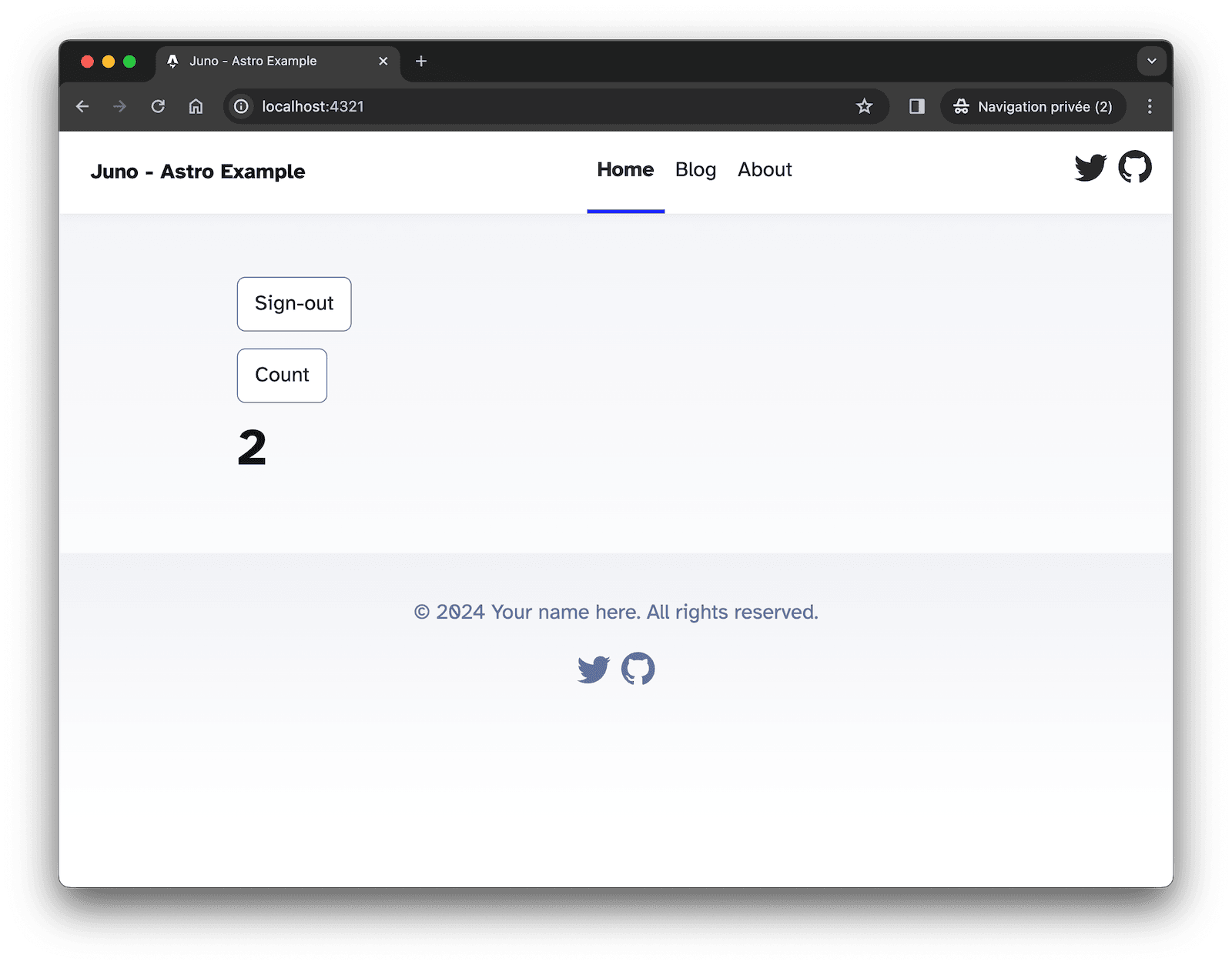 A screenshot that showcases the sample dApp once signed in