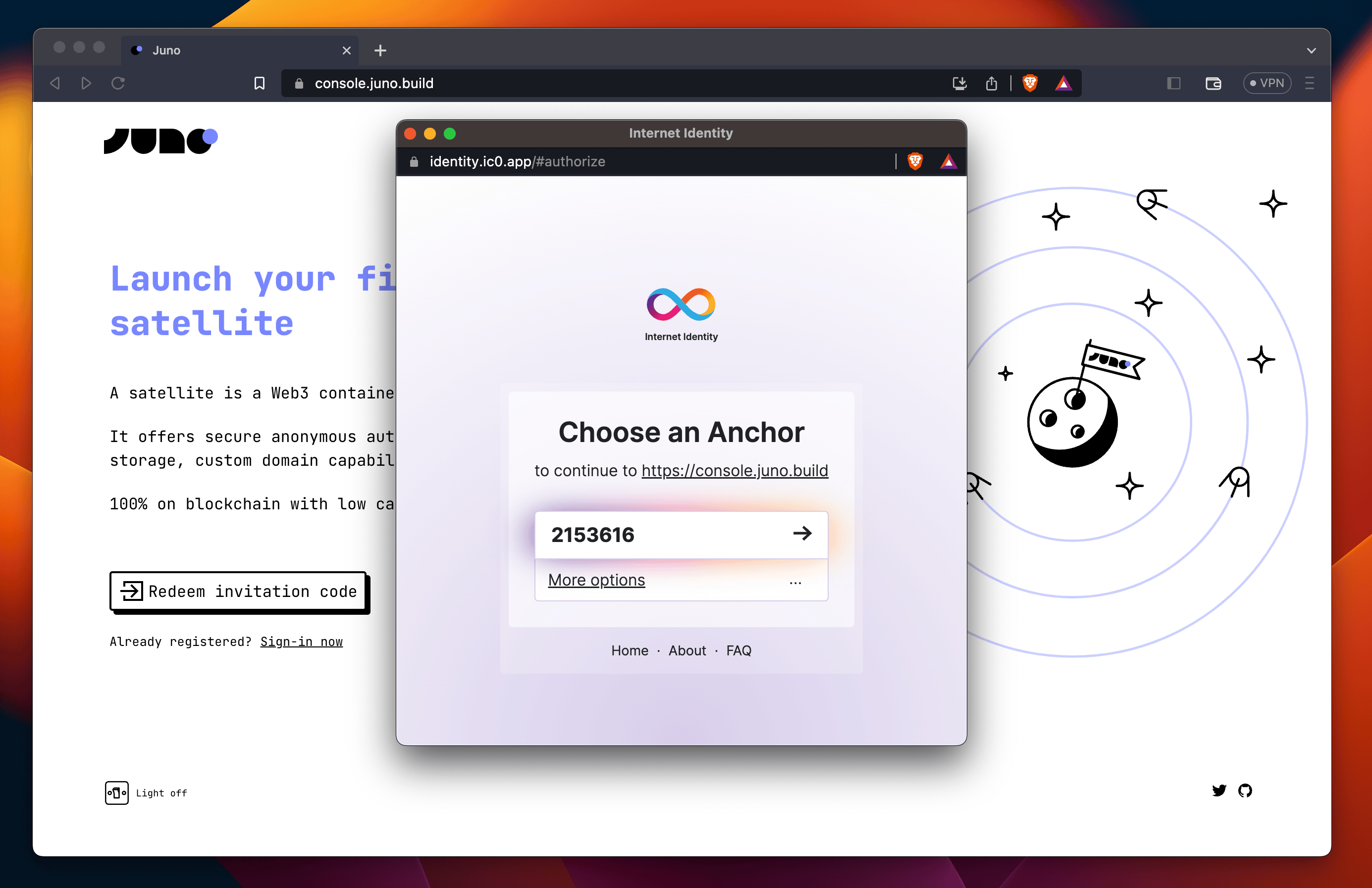 Login with II screenshot